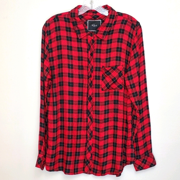 Rails Hunter button-down twill plaid shirt D - Picture 11 of 11